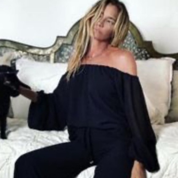 Ramona LaRue black off the shoulder blouse balloon sleeve One Size - Picture 1 of 5